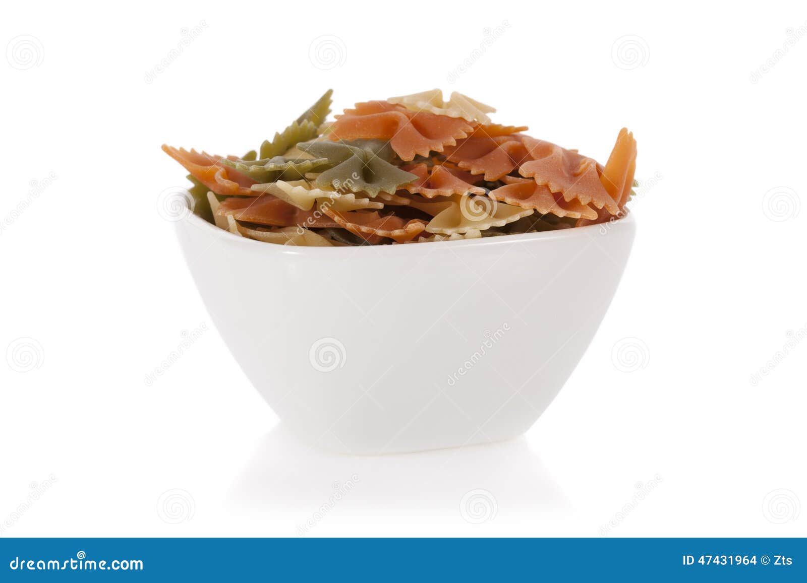 tricolore farfalle pasta in a bowl