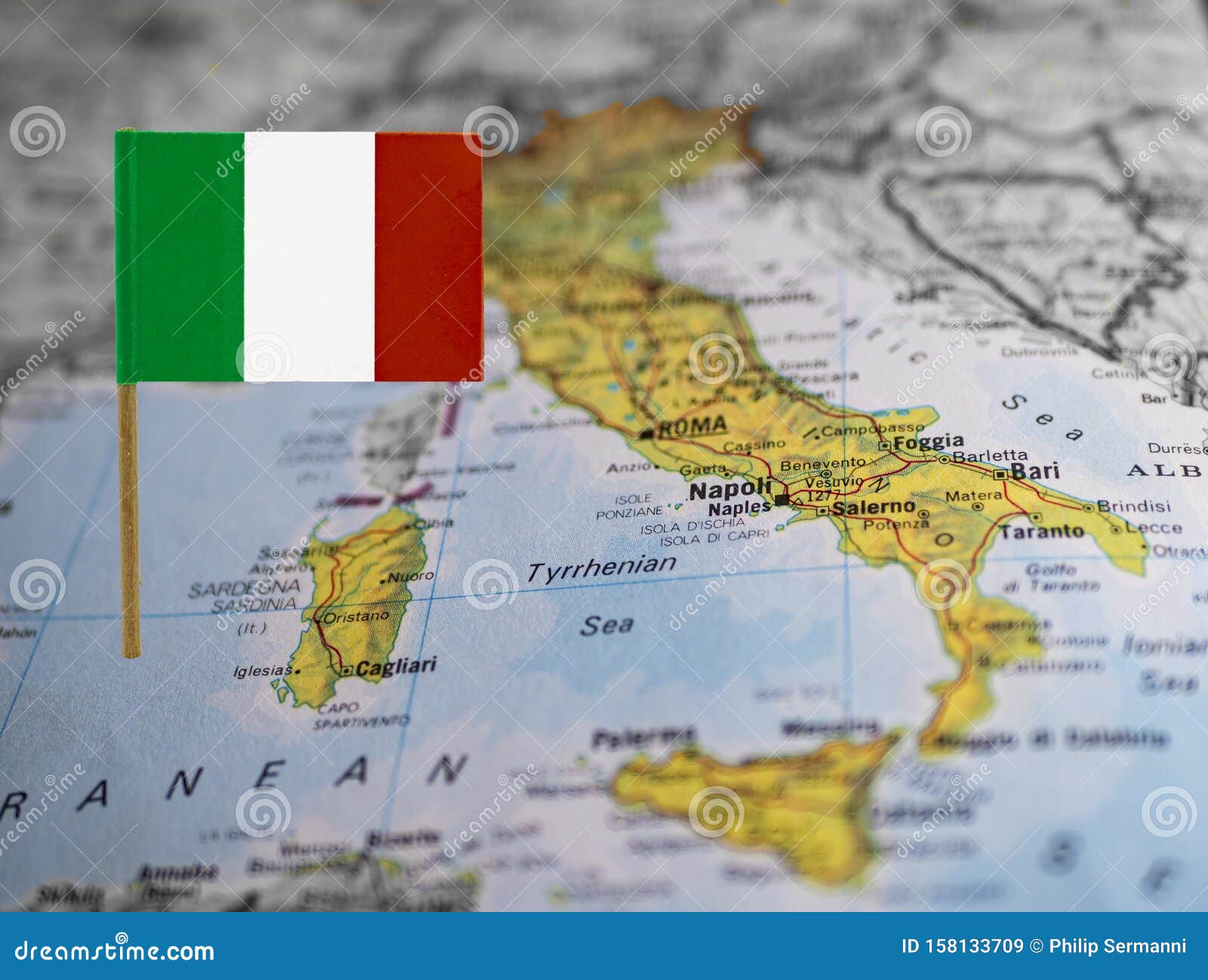 Tricolour Fronts Map Italy National Flag 158133709 