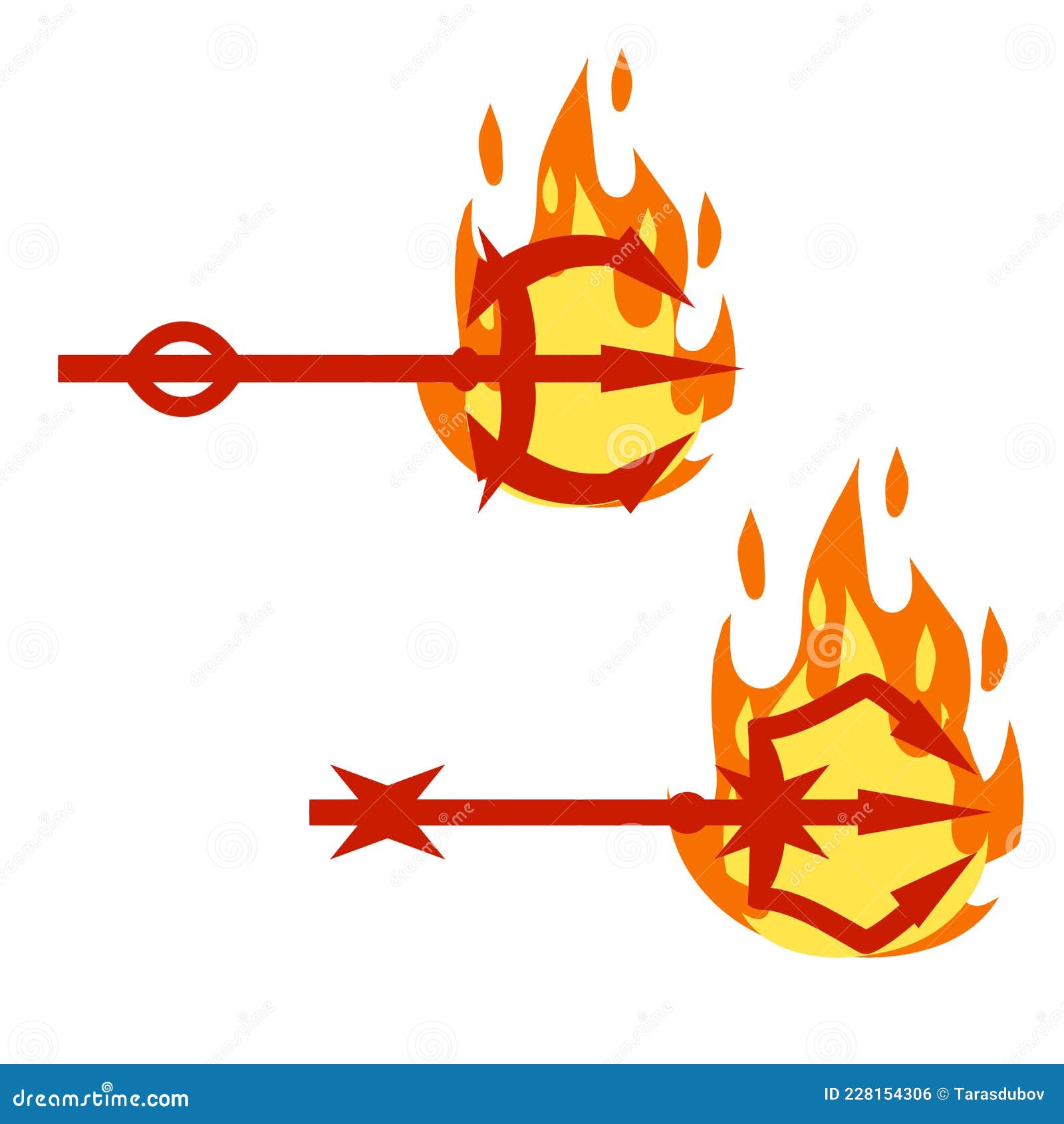 Maçã de água no vetor de desenho animado de mascote de fogo