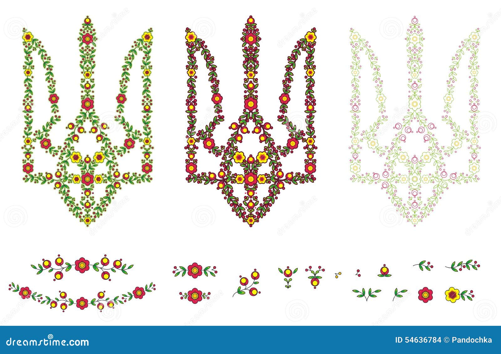 Tridente ucraniano floral, ejemplo