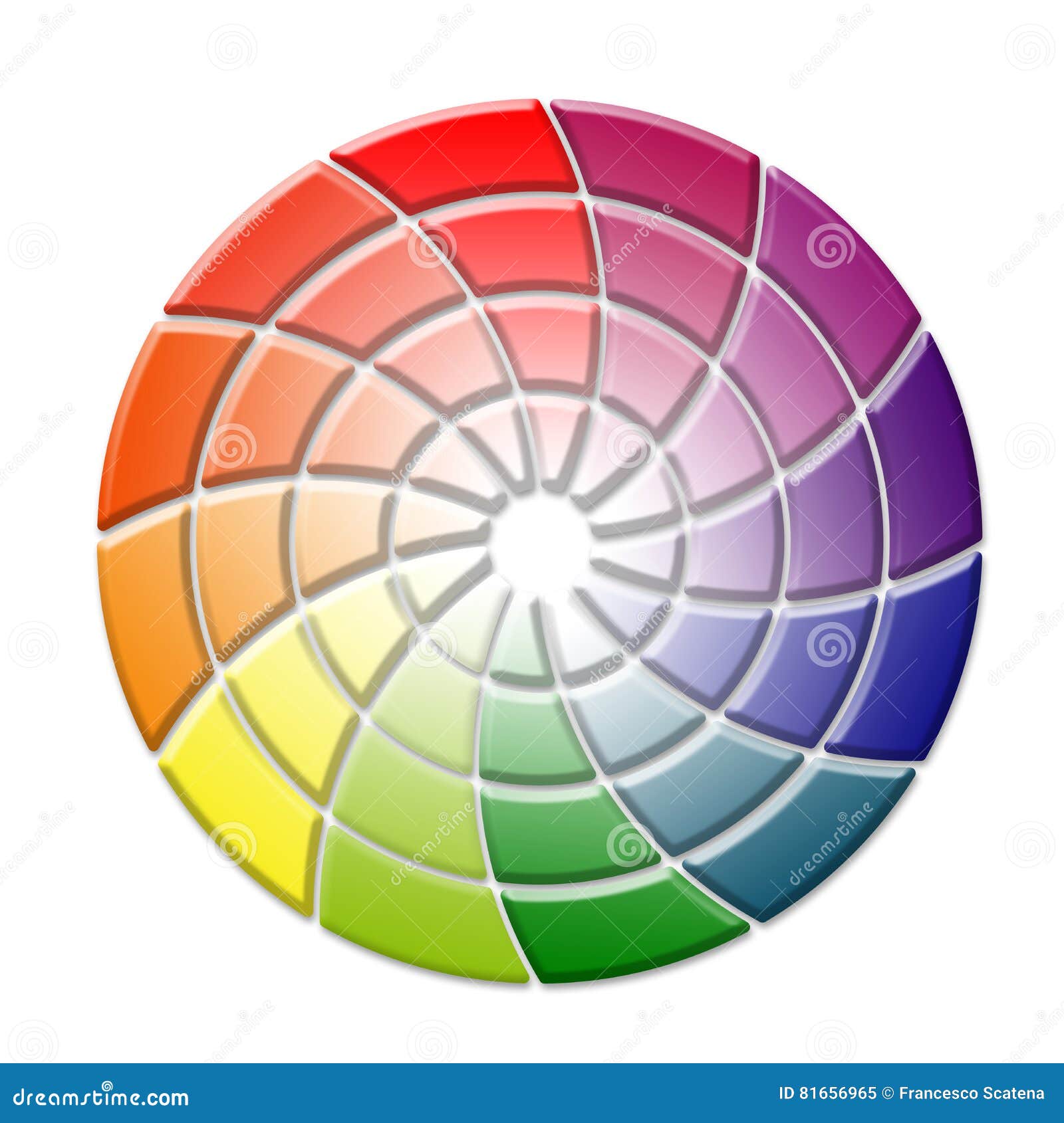 tridimensional color wheel concept on white background