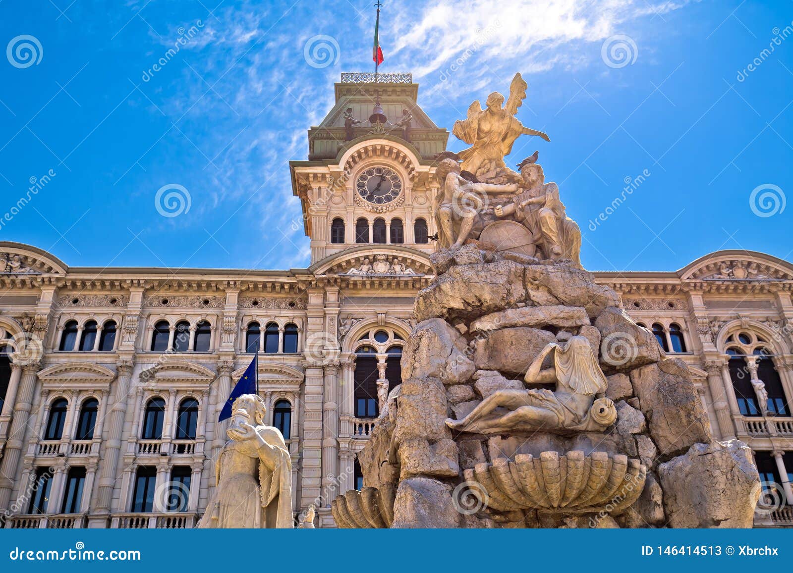 trieste city hall on piazza unita d italia square view