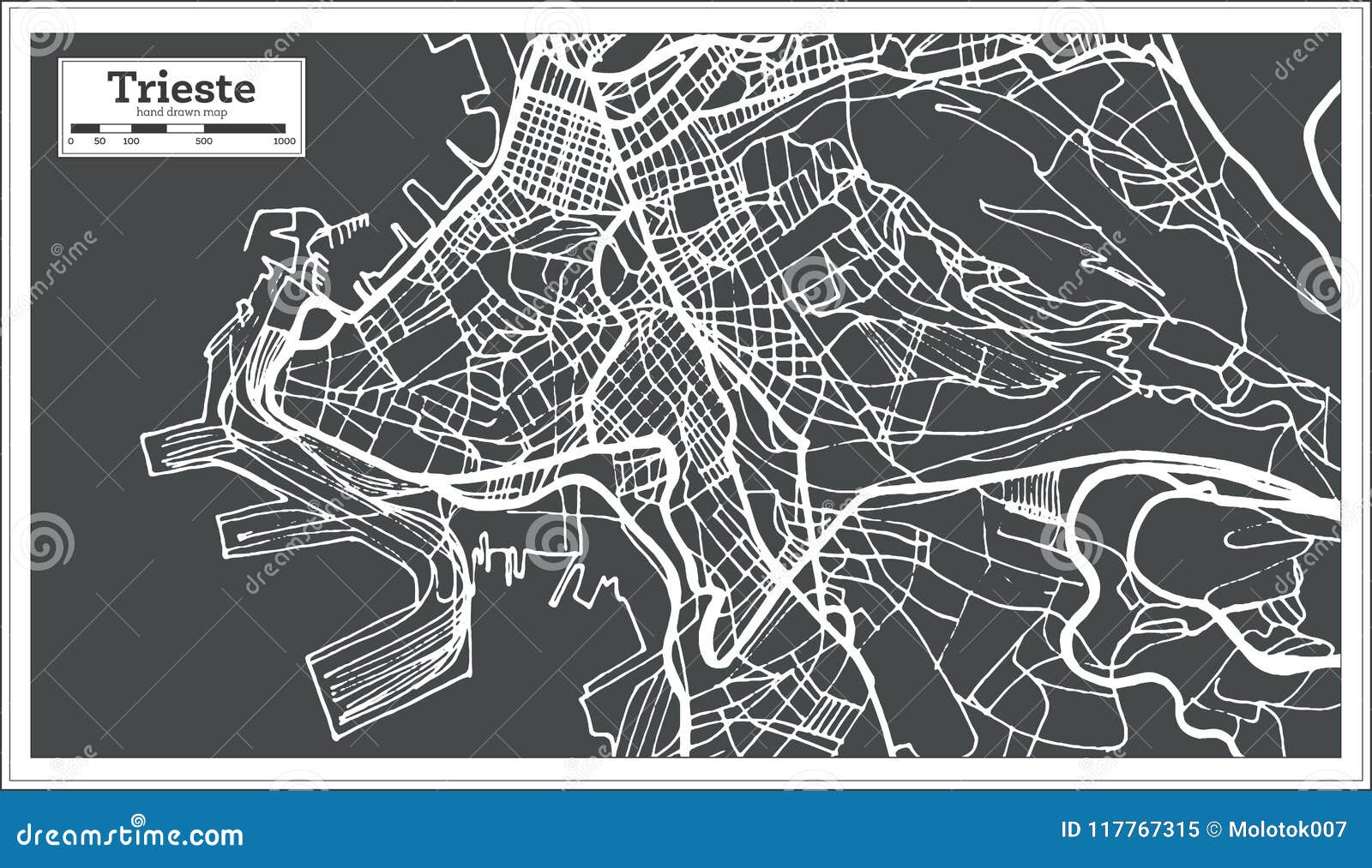 Trieste Italy City Map in Retro Style. Outline Map Stock Vector ...