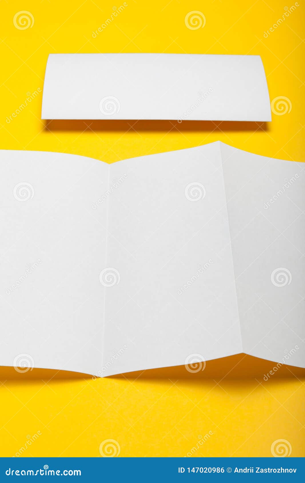 Trifold Brochure Mockup, Blank DL Flyer Fold Stock Photo