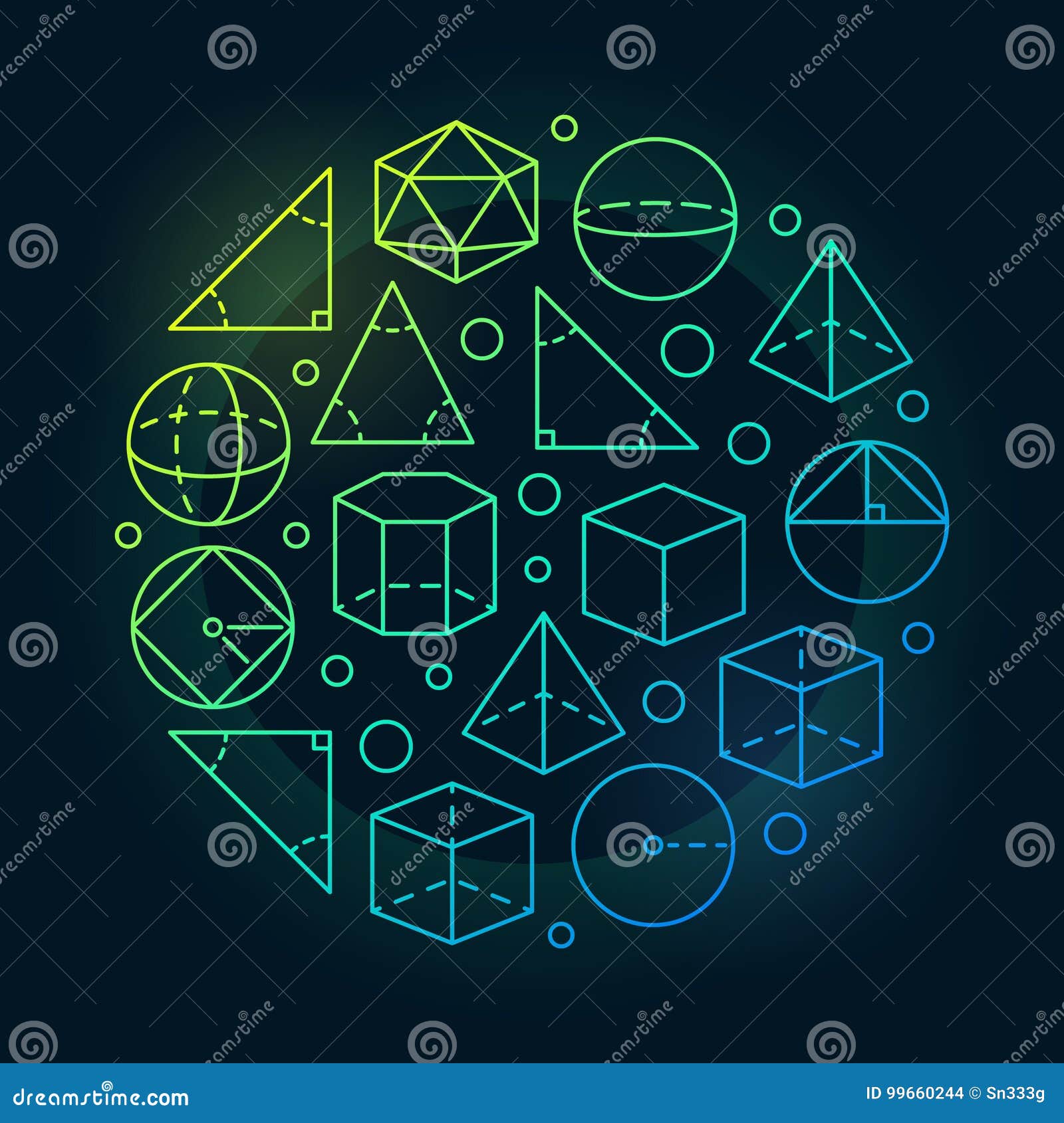 Trigonometría Y Ejemplo Colorido De La Geometría Ilustración del Vector -  Ilustración de redondo, vector: 99660244