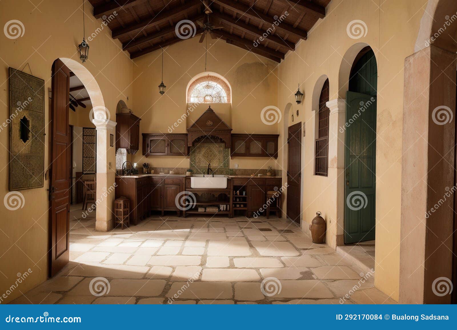 trinidad, cuba - october 2019 : interior of a colonial style kitchen inside the heritage home of palacio brunet or museo romantico