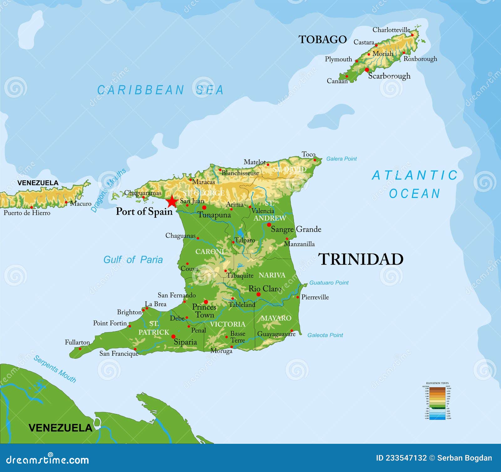 Physical Map Of Trinidad And Tobago Ezilon Maps | Images and Photos finder