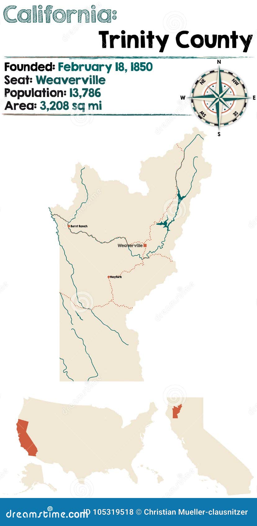 Trinity County in California Stock Vector Illustration of vector