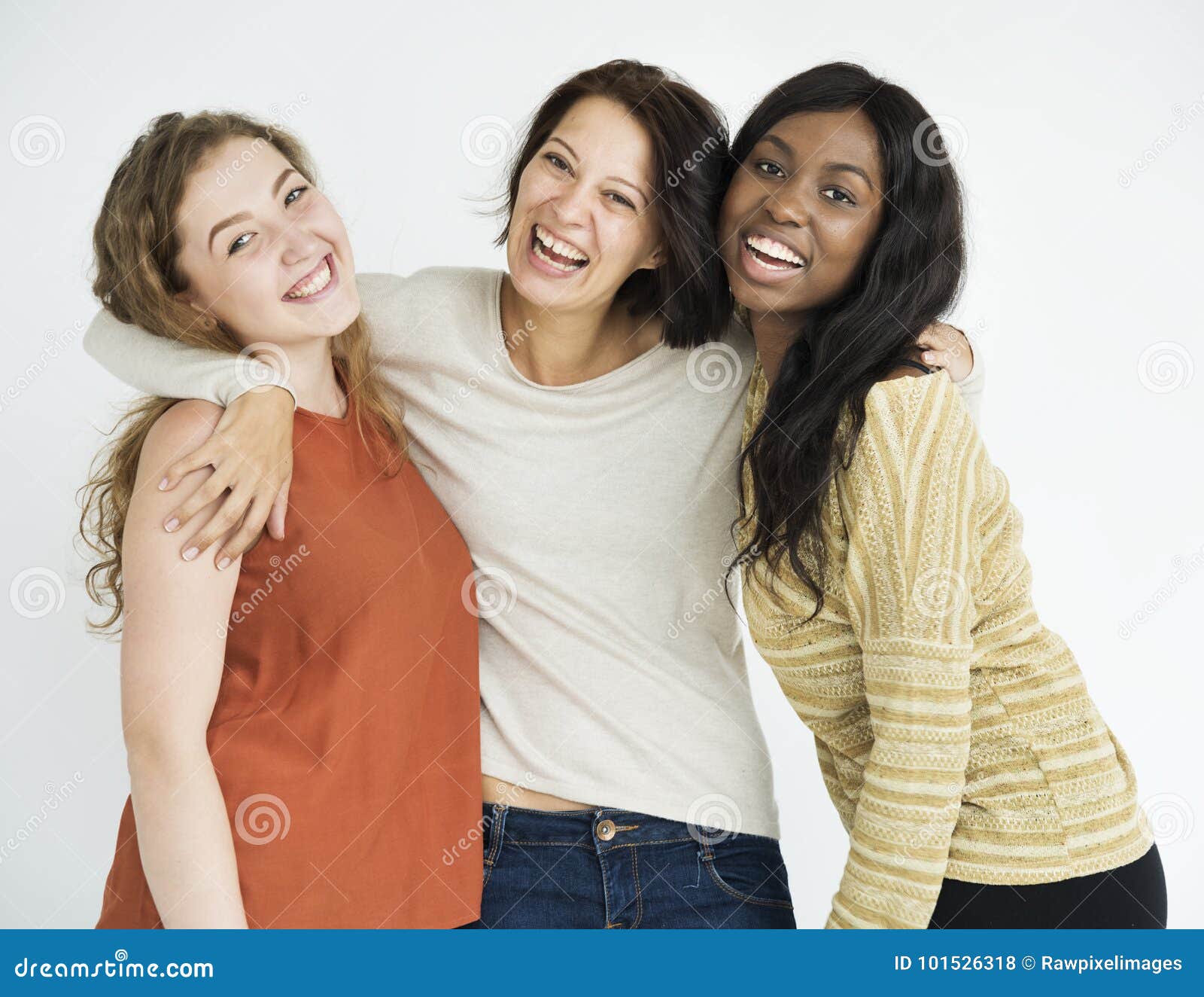 Trio of Happy Female Friends Stock Photo - Image of bonding, positive:  101526318
