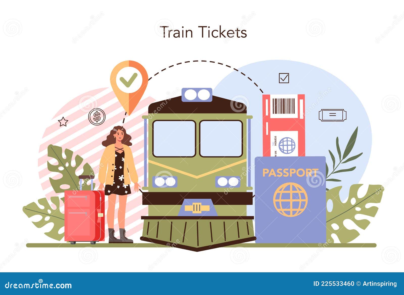 Trip Booking Concept. Buying a Ticket for a Train. Idea of Travel and  Tourism Stock Vector - Illustration of service, design: 225533460
