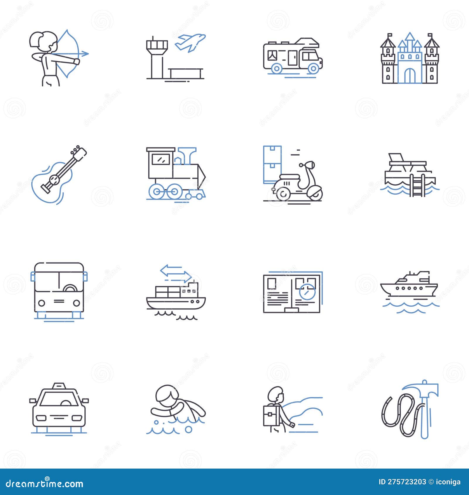 trip line icons collection. adventure, escape, explore, wanderlust, journey, excursion, trek  and linear