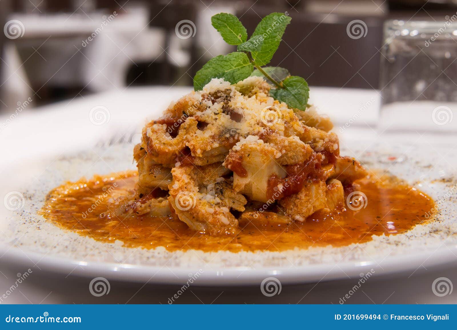 tripe meat called in rome trippa alla romana con menta, typical specialties from lazio region