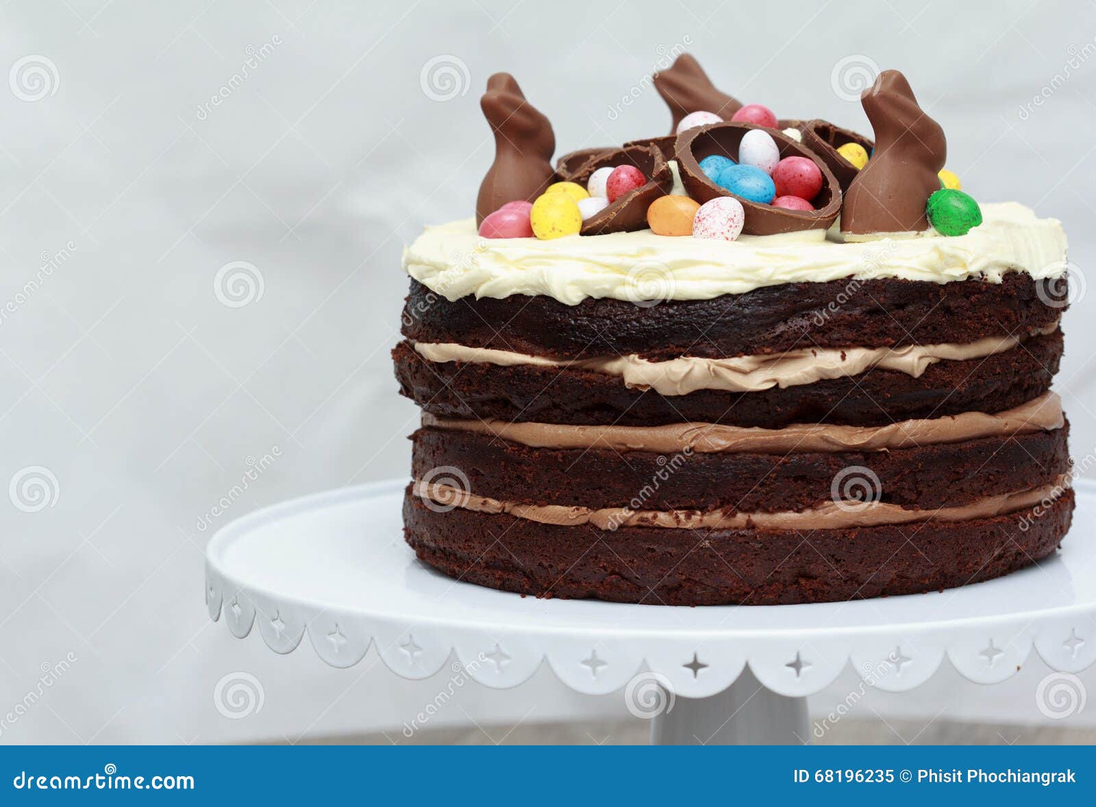 Triple Chocolate Nutella Easter Layer Cake Stock Image Image of