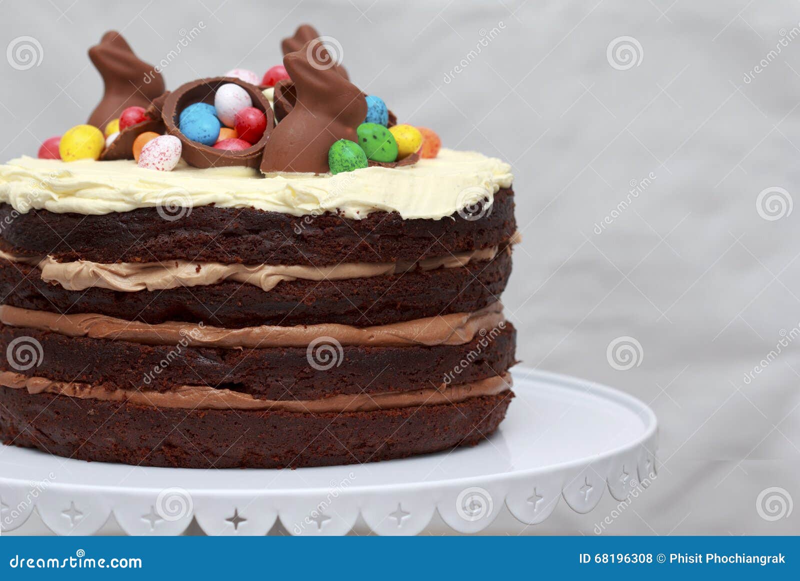 Triple Chocolate Nutella Easter Layer Cake Stock Photo Image of cream
