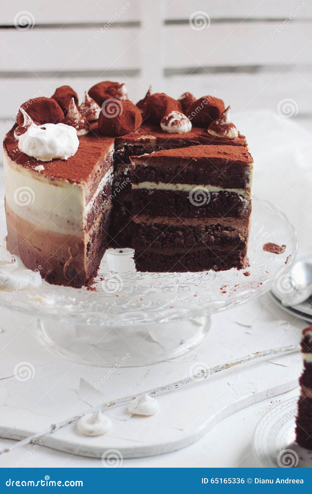 Triple ChocOlate Ombre Cake Stock Photo Image of three, white 65165336
