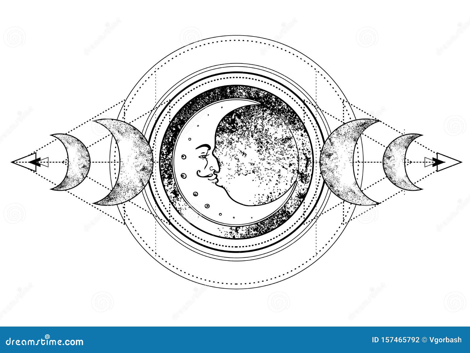 photo Pagan Triple Moon Goddess Art https www dreamstime com triple moon pagan wicca moon goddess symbol three faced goddess maiden mother crone vector illustration tattoo astrology image157465792