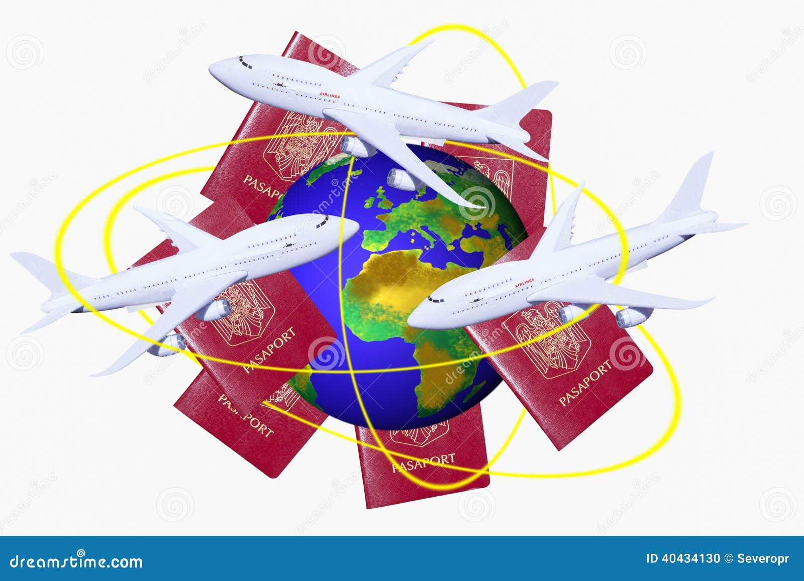 Trips Around the World on White Background Stock Illustration -  Illustration of globe, passport: 40434130