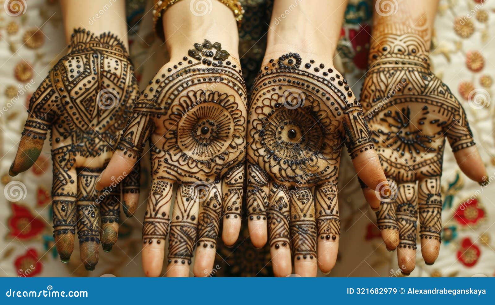 Traditional Henna Art on Hands Showcasing Intricate Designs. Mehndi