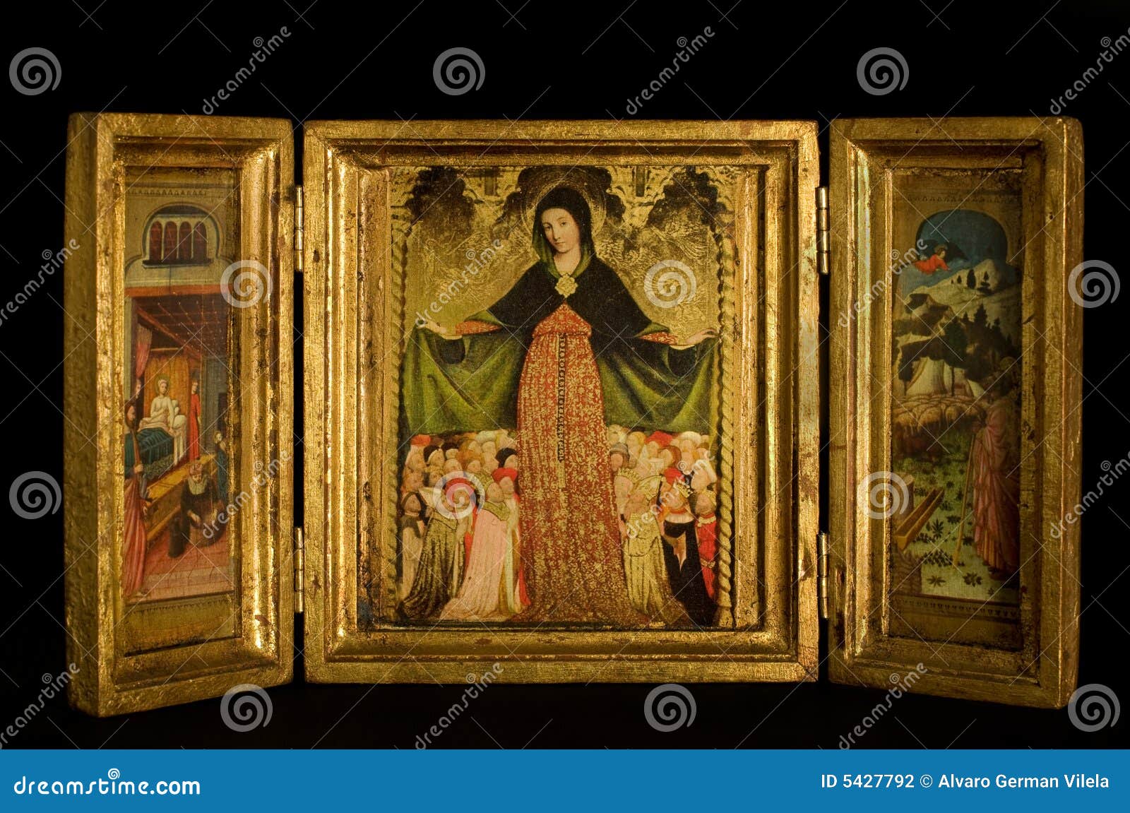triptych with virgin and child flanked archanges