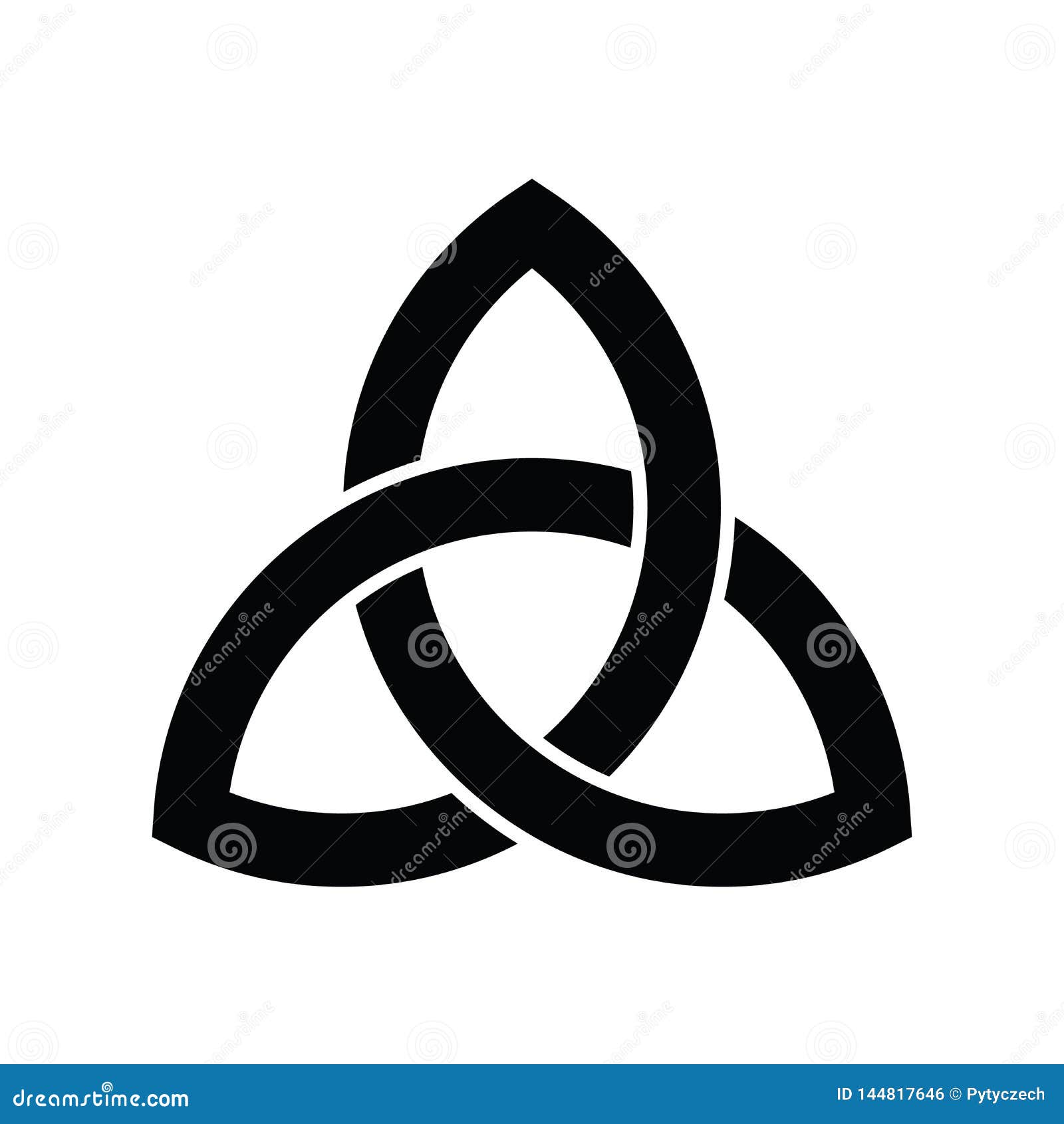 triquetra sign icon. leaf-like celtic . trinity or trefoil knot. simple black  