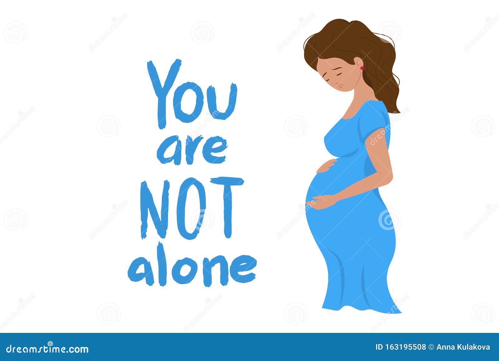 Triste Femme Enceinte Ou Jeune Fille Malheureuse Avec Un Bebe Non Desire Avec Un Texte Vous N Etes Pas Seule Future Mere Deprime Illustration Stock Illustration Du Fertilite Lifestyle