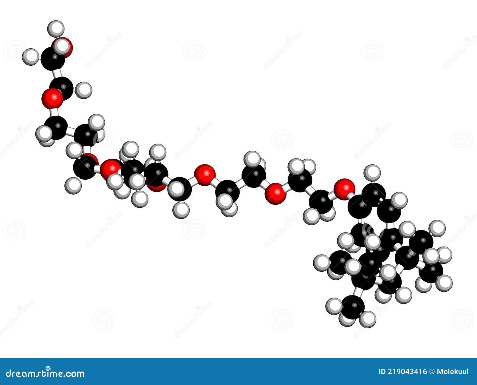 Triton X100 Detergent Molecule. 3D Rendering Stock Vector