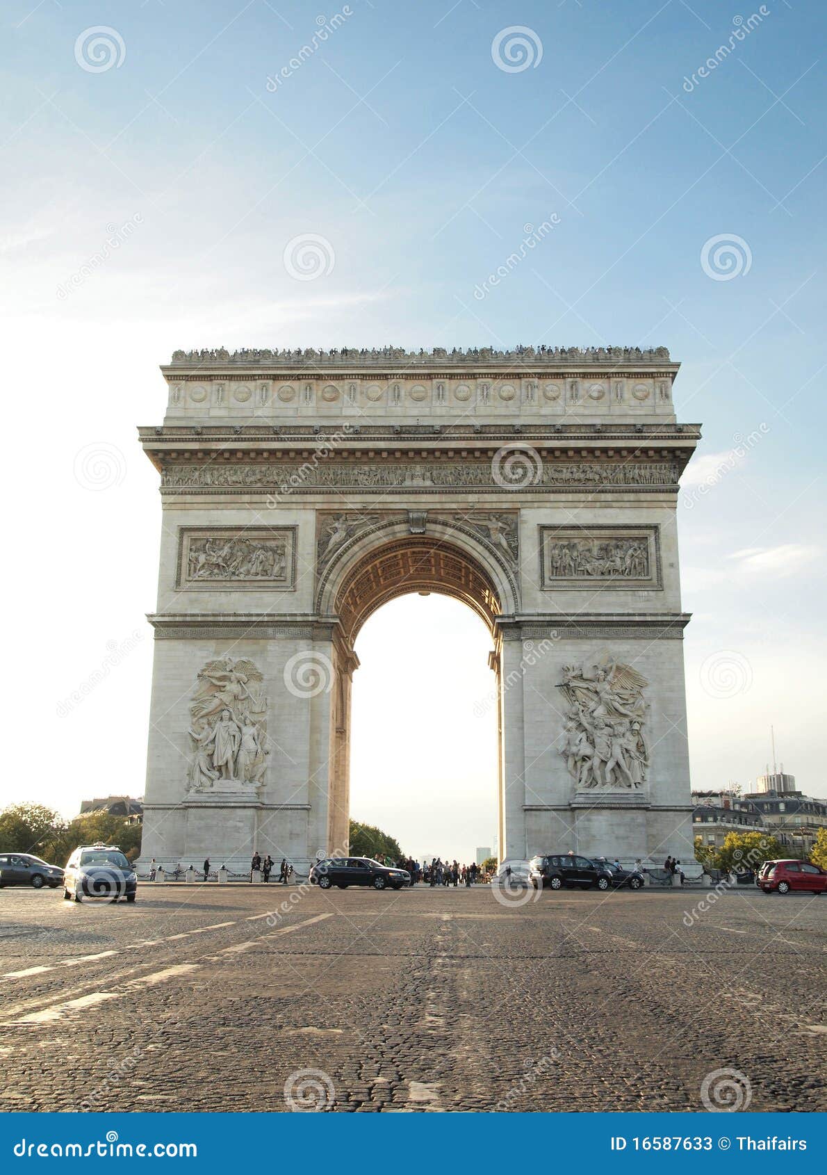 Triumphal Arch With Street At Paris France Stock Photos 