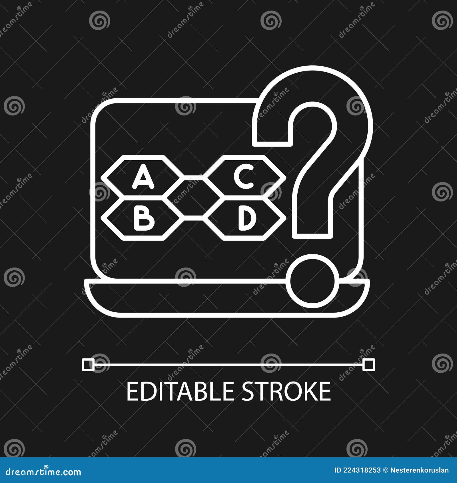 Trivia Games White Linear Icon For Dark Theme Stock Vector Illustration Of Online Answer 224318253