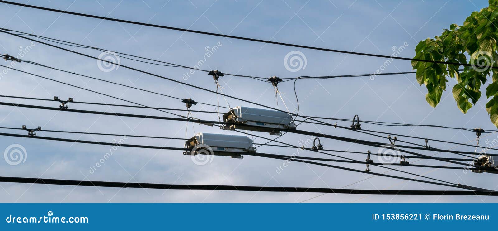 Trolleybus Power Wires Switch Box Splitter Used To Change Direction