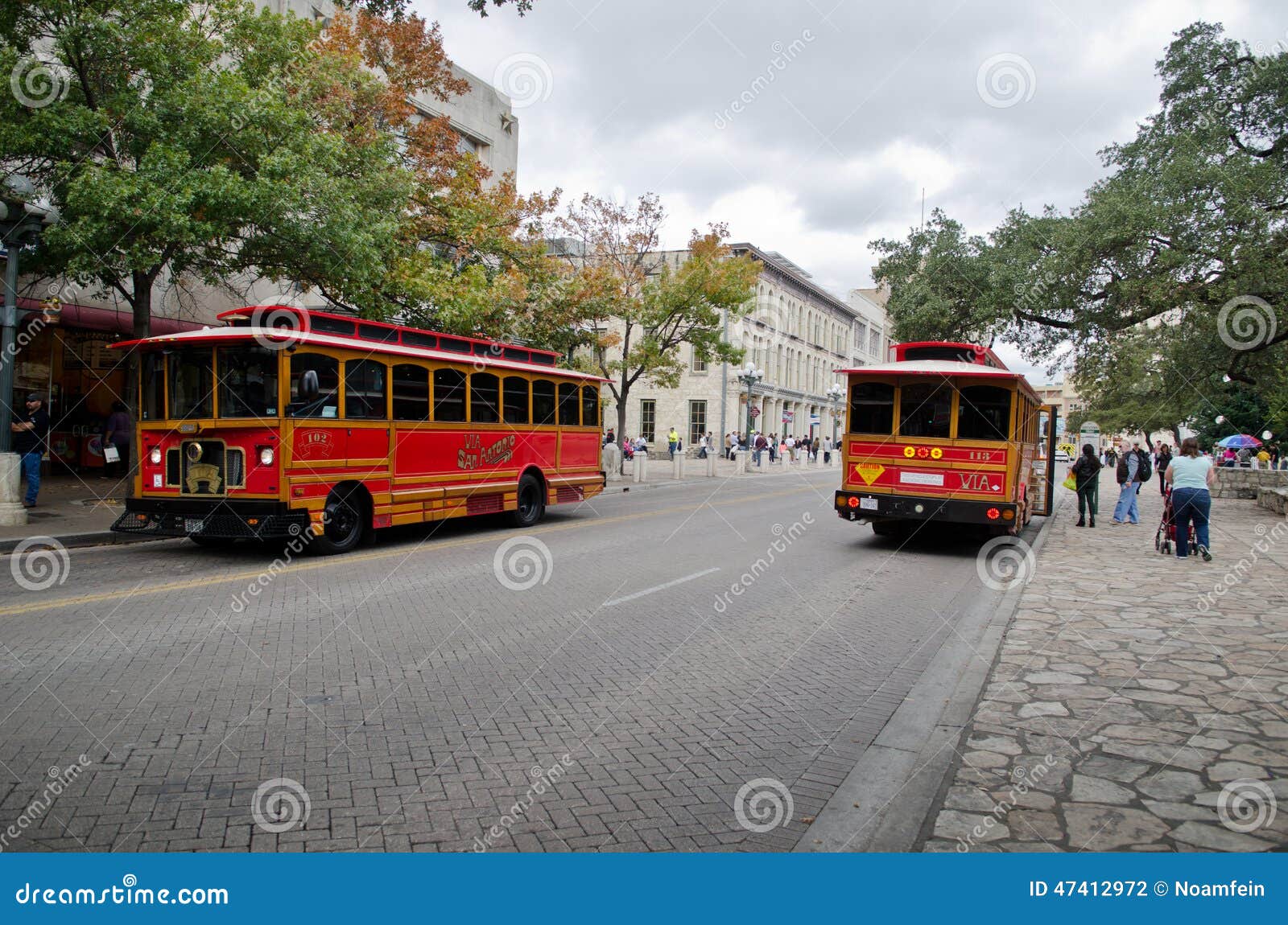 Trolleys in Downtown San Antonio Editorial Photography Image of
