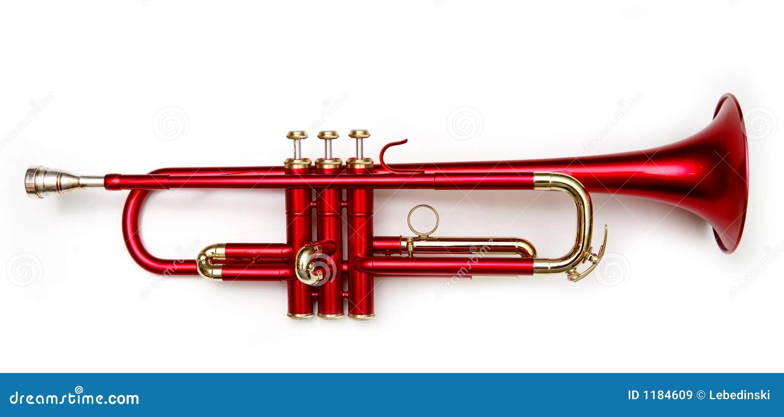 Trompette rouge image stock. Image du signal, soupape - 1184609
