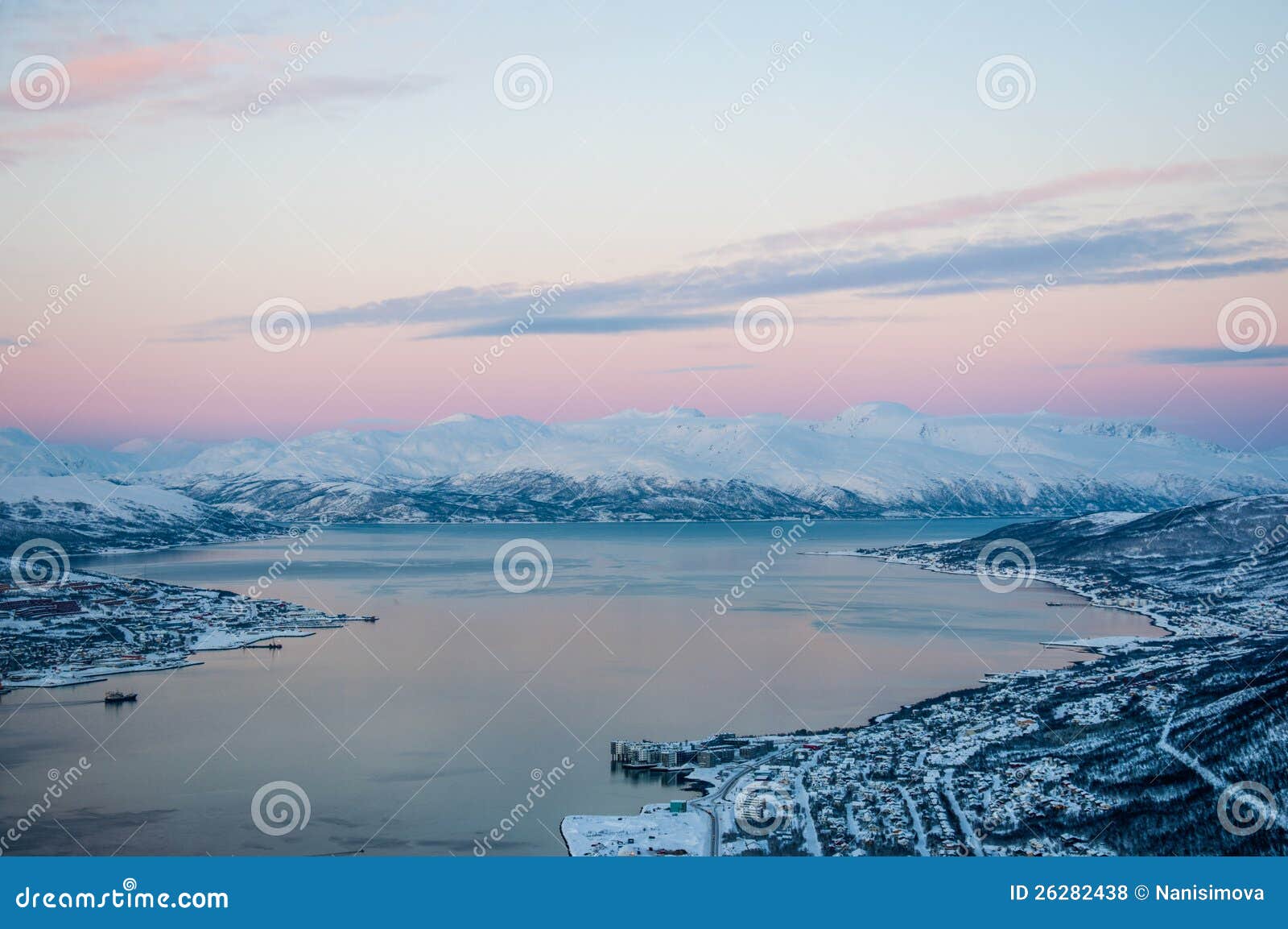 Tromso sunset stock photo. Image of scenery, architecture 26282438