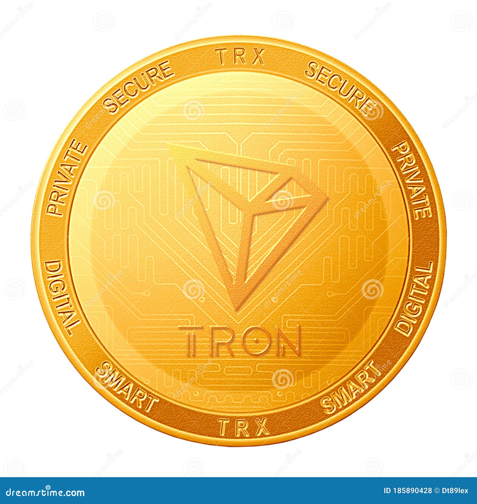 tron coin  on white background; tron trx cryptocurrency