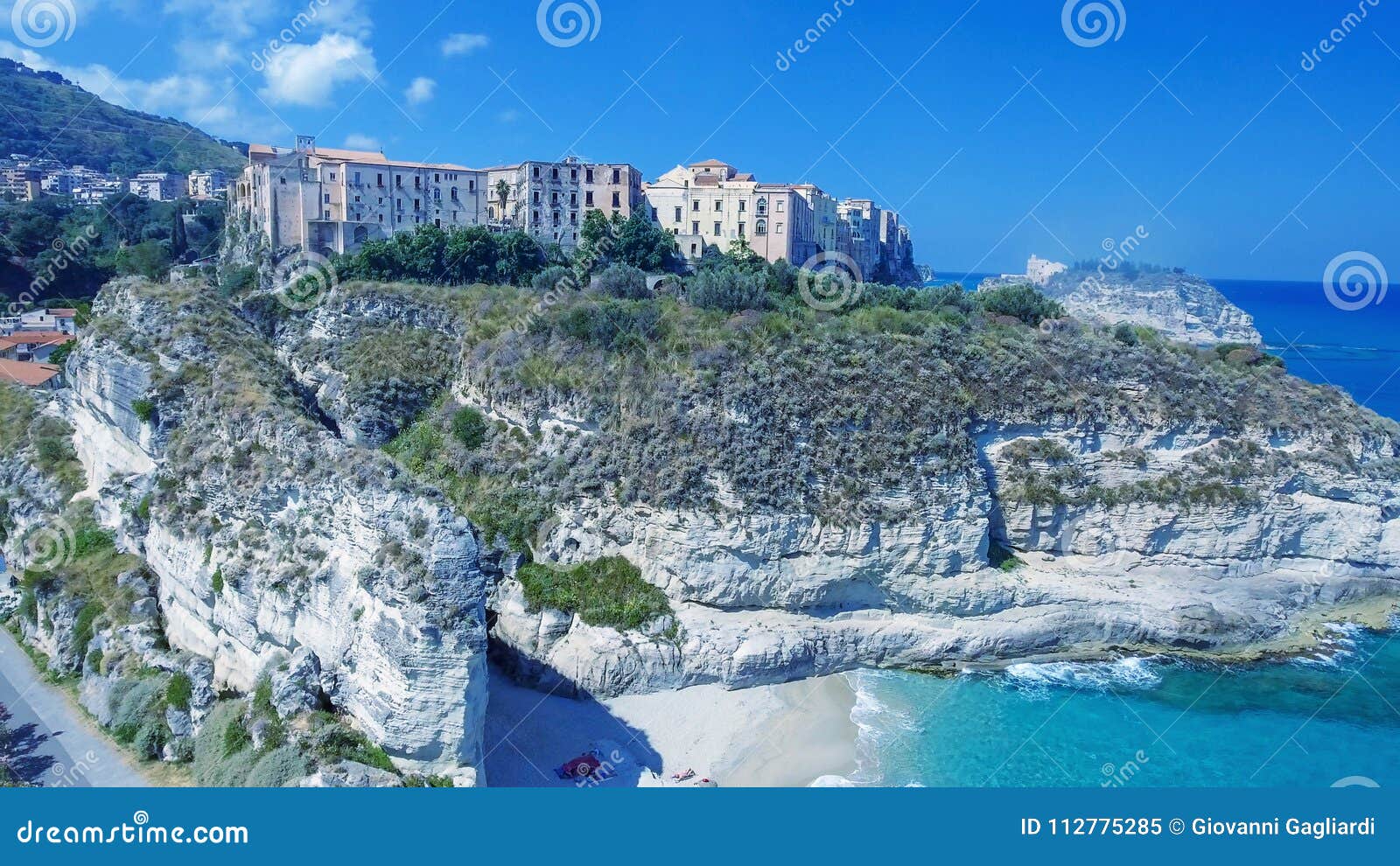 tropea aerial view in sumemr season, calabria - italy