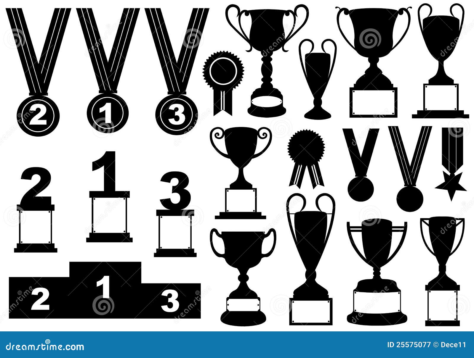 Trophies and Medals Set stock vector. Illustration of symbol 25575077