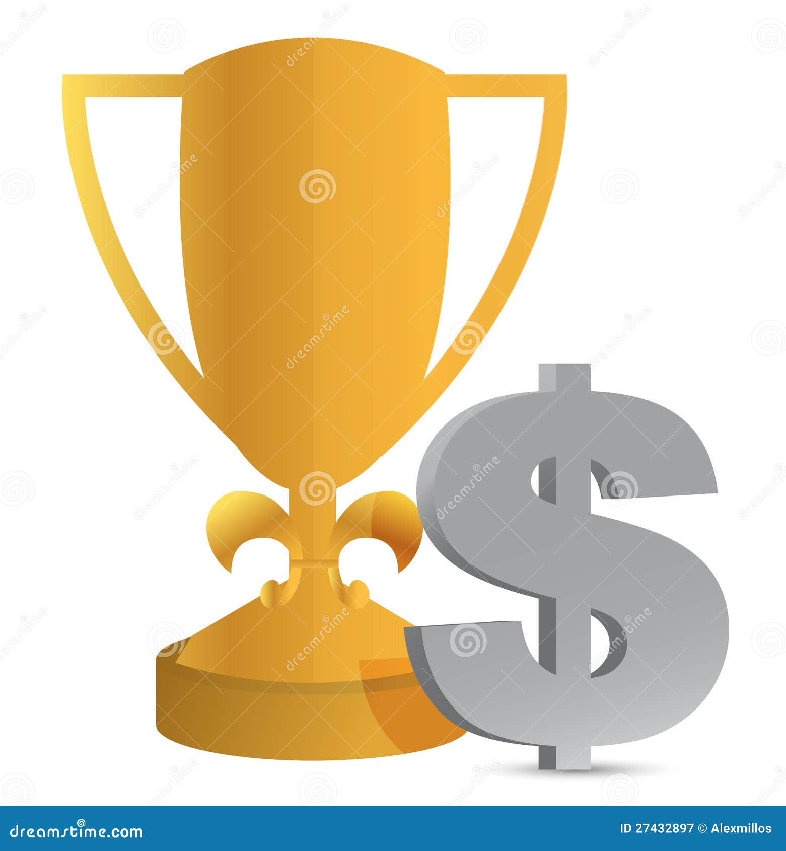 Trophy cup and dollar sign stock illustration. Illustration of contest