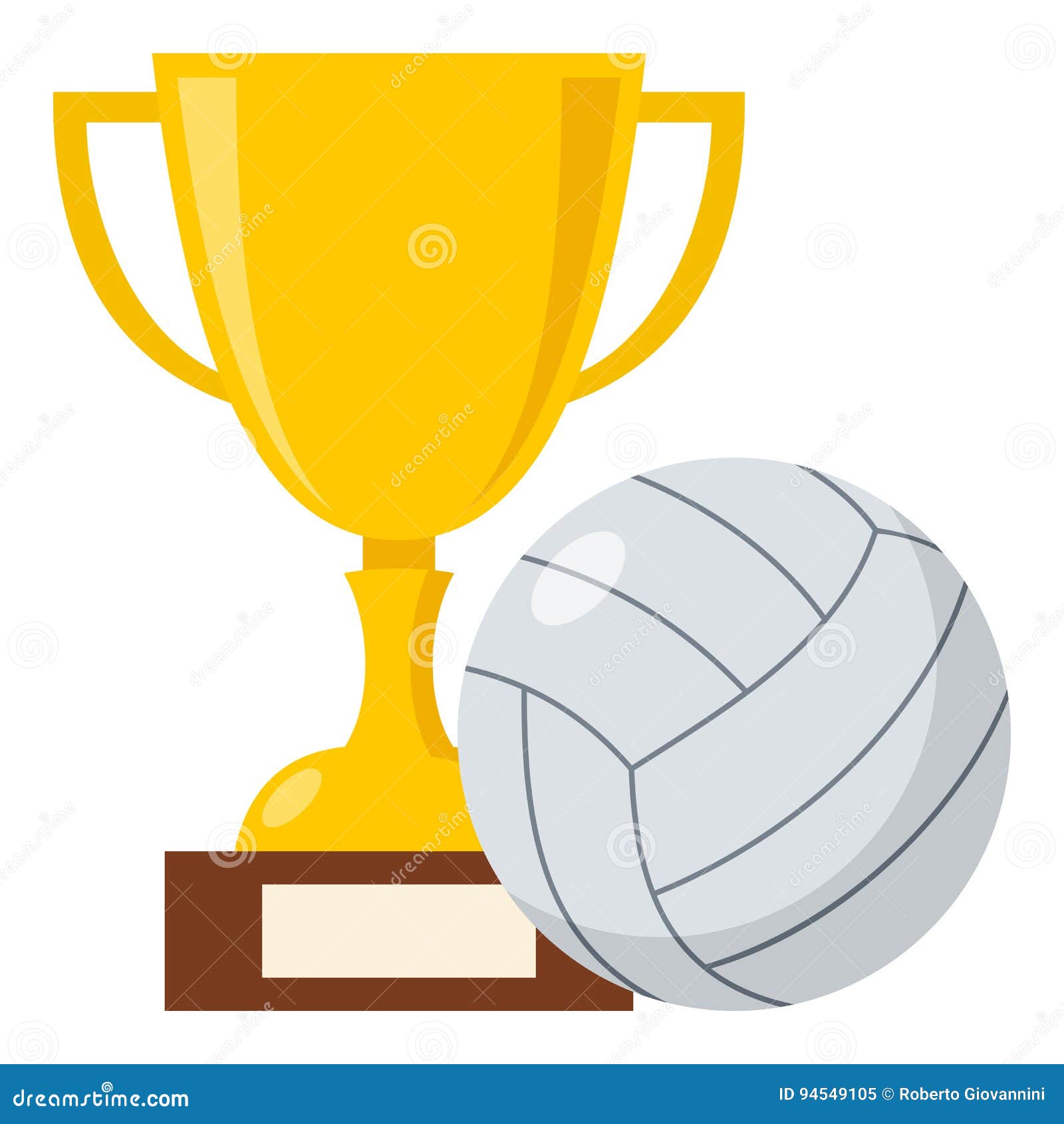 Trophy Cup and Volleyball Ball Flat Icon Stock Vector - Illustration of ...