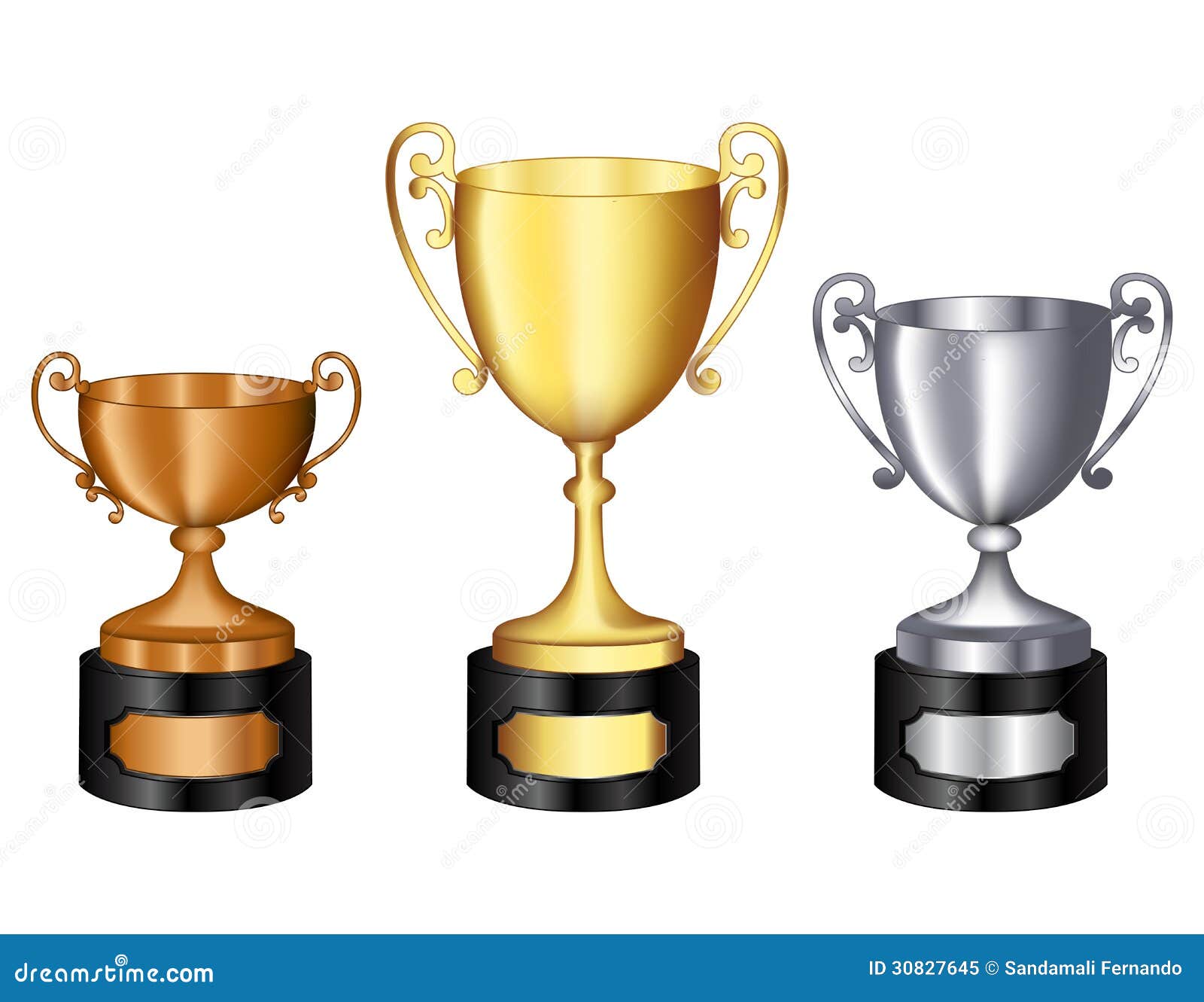 Trophy Gold Silver And Bronze Stock Vector Illustration Of Achieve Clipart 30827645 - brawl star bronze trophé