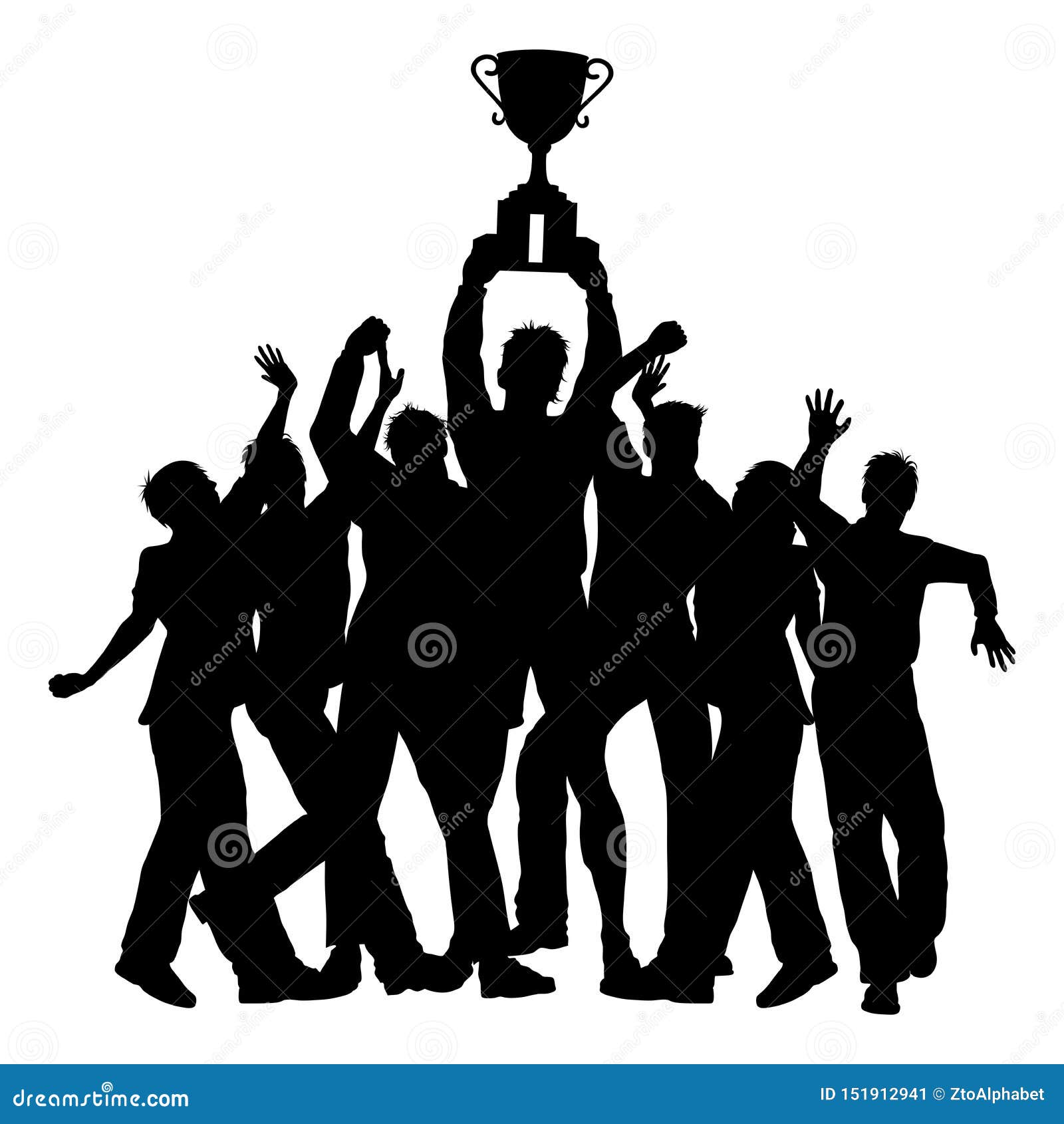 Winners Celebrate Trophy Win Cartoon Vector 2955383