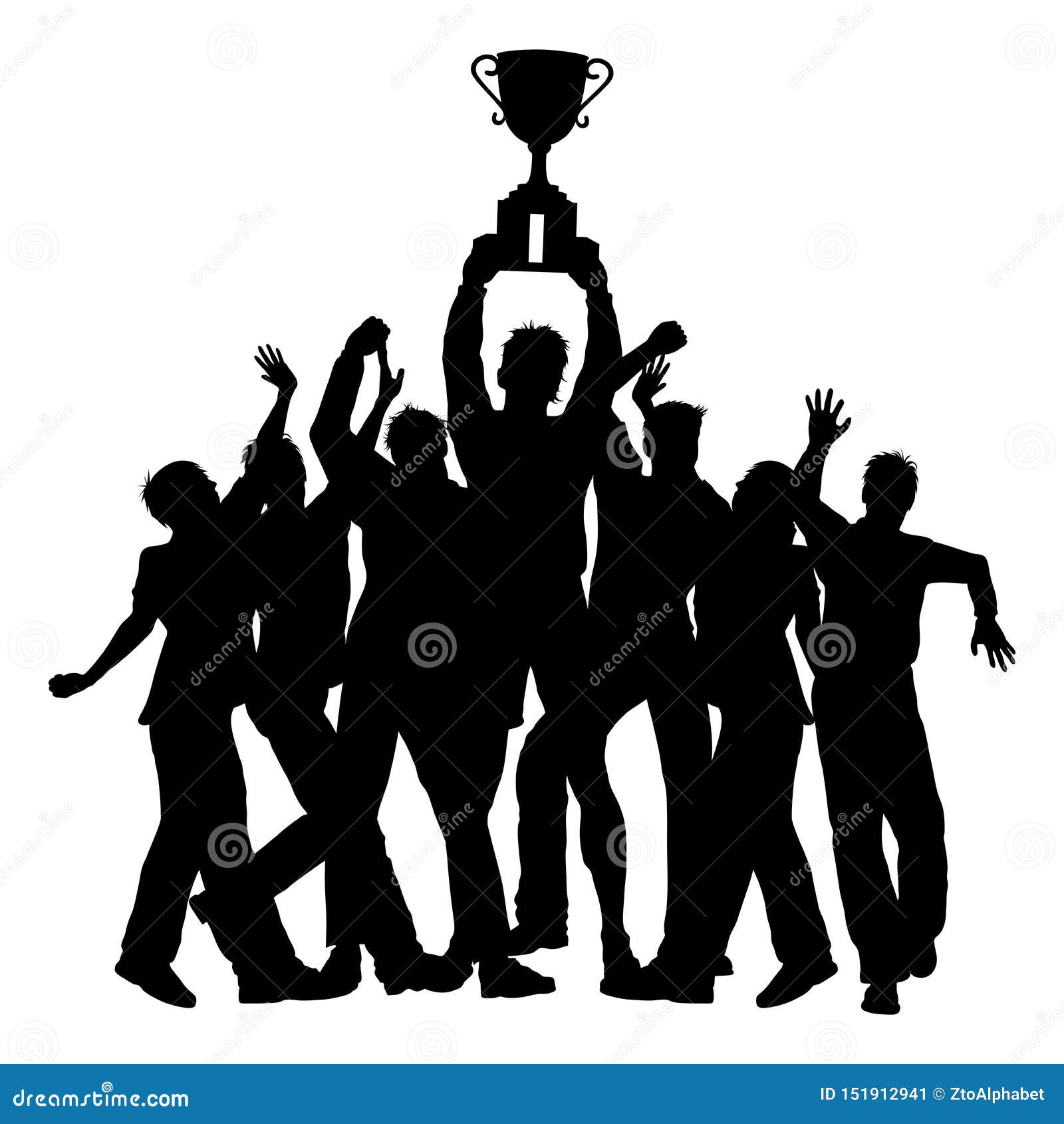 Trophy Winners Celebrate Silhouette Stock Vector - Illustration of team