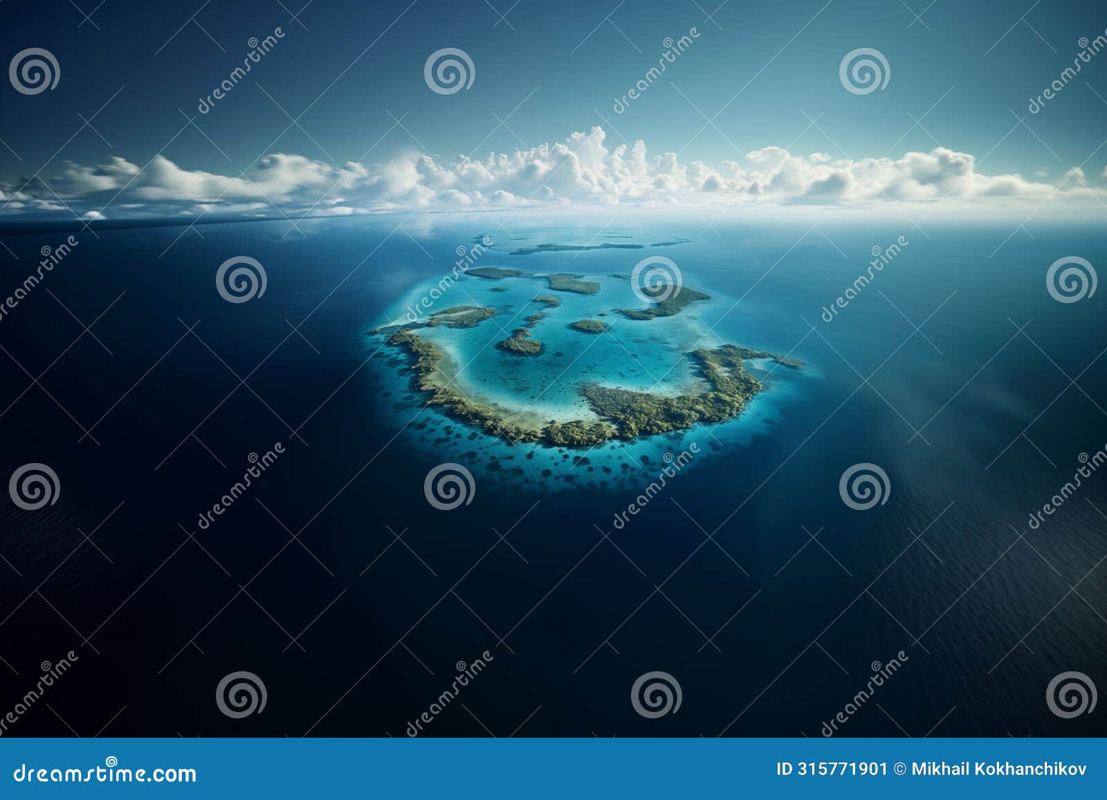 tropical atoll island in ocean