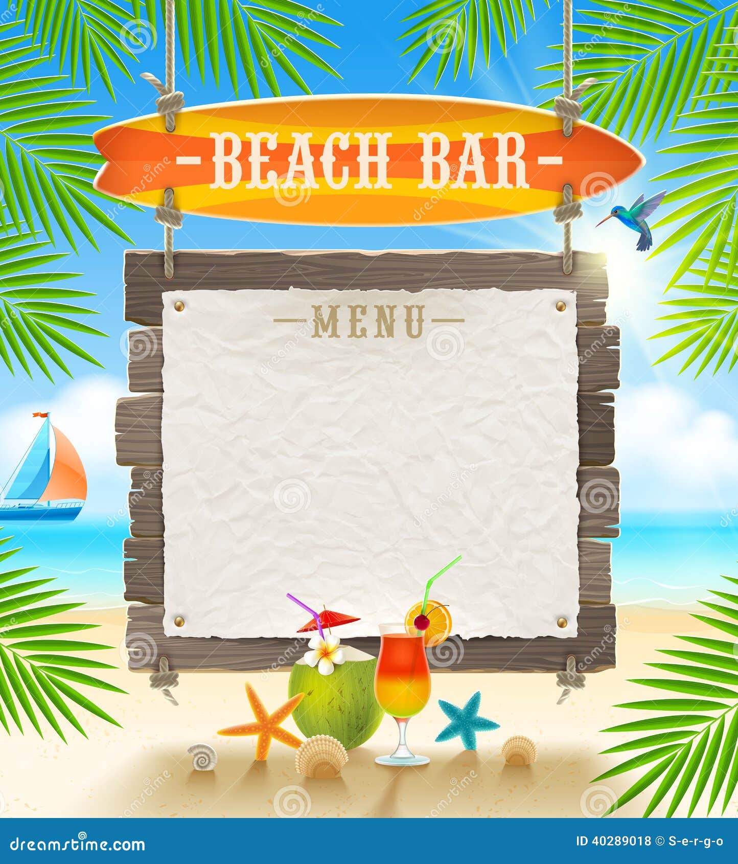 Tropical Beach Bar Signboard Stock Vector - Image: 40289018