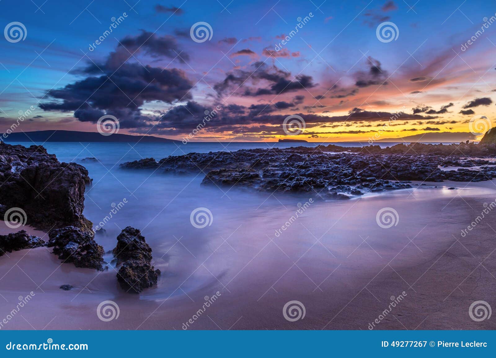 tropical beach at dusk