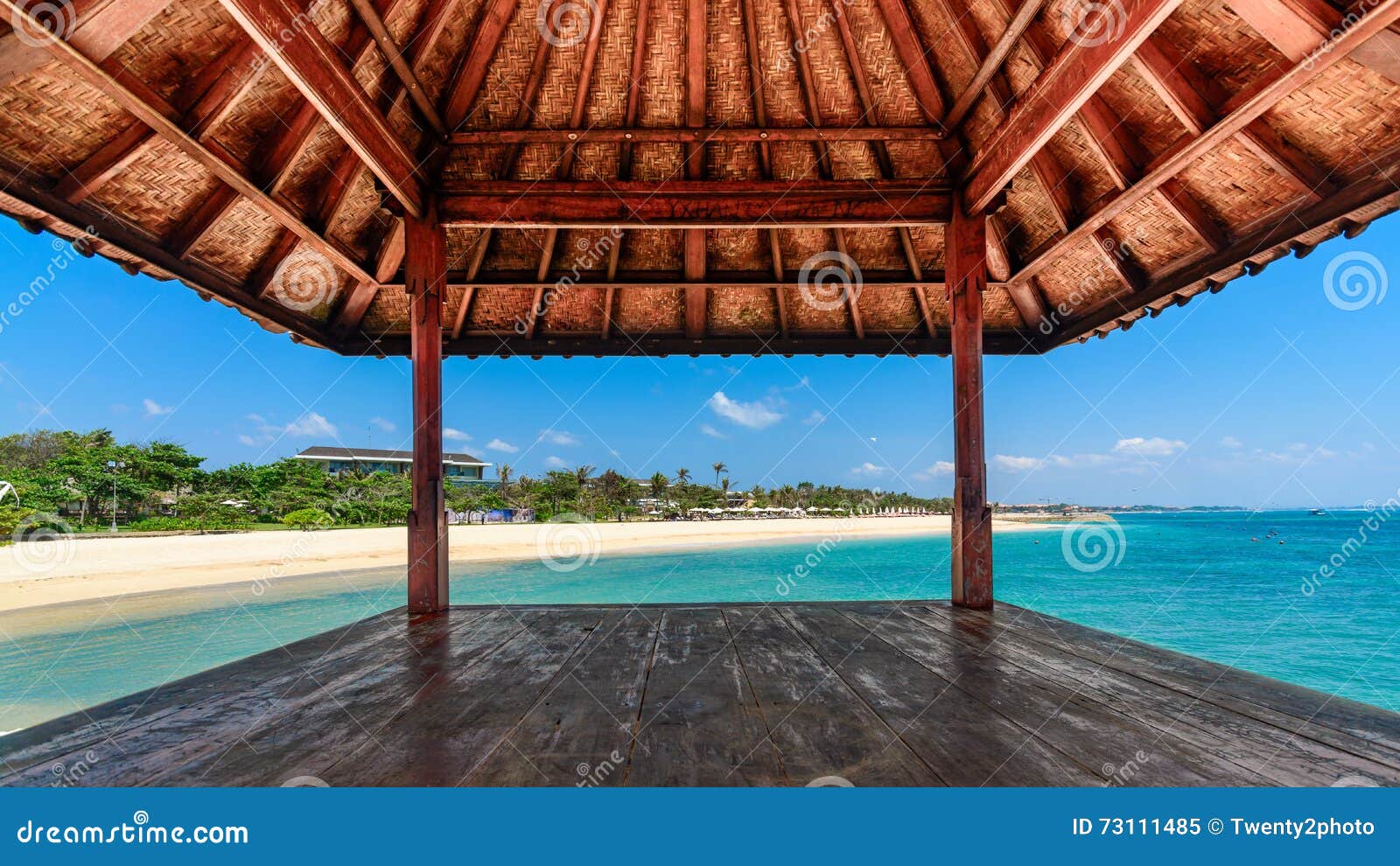 tropical beach hut over the water