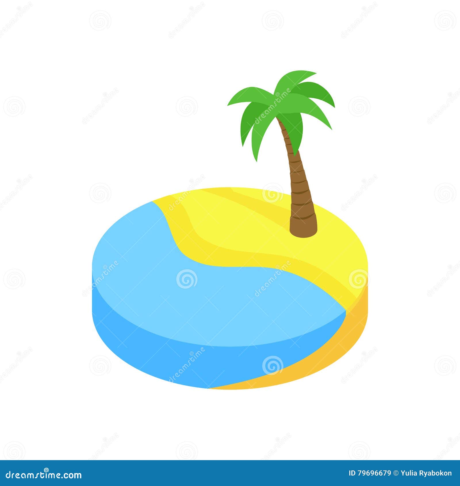 Tropical Beach with Palm Isometric 3d Icon Stock Vector - Illustration ...