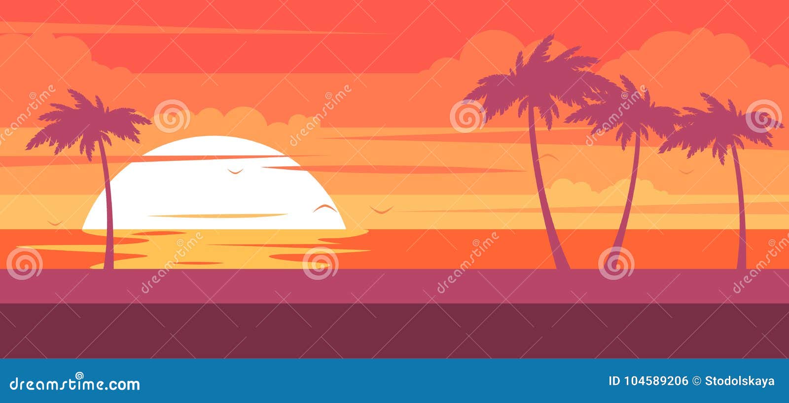 Tropical Beach Palm Trees Stock Illustrations – 29,015 Tropical Beach ...