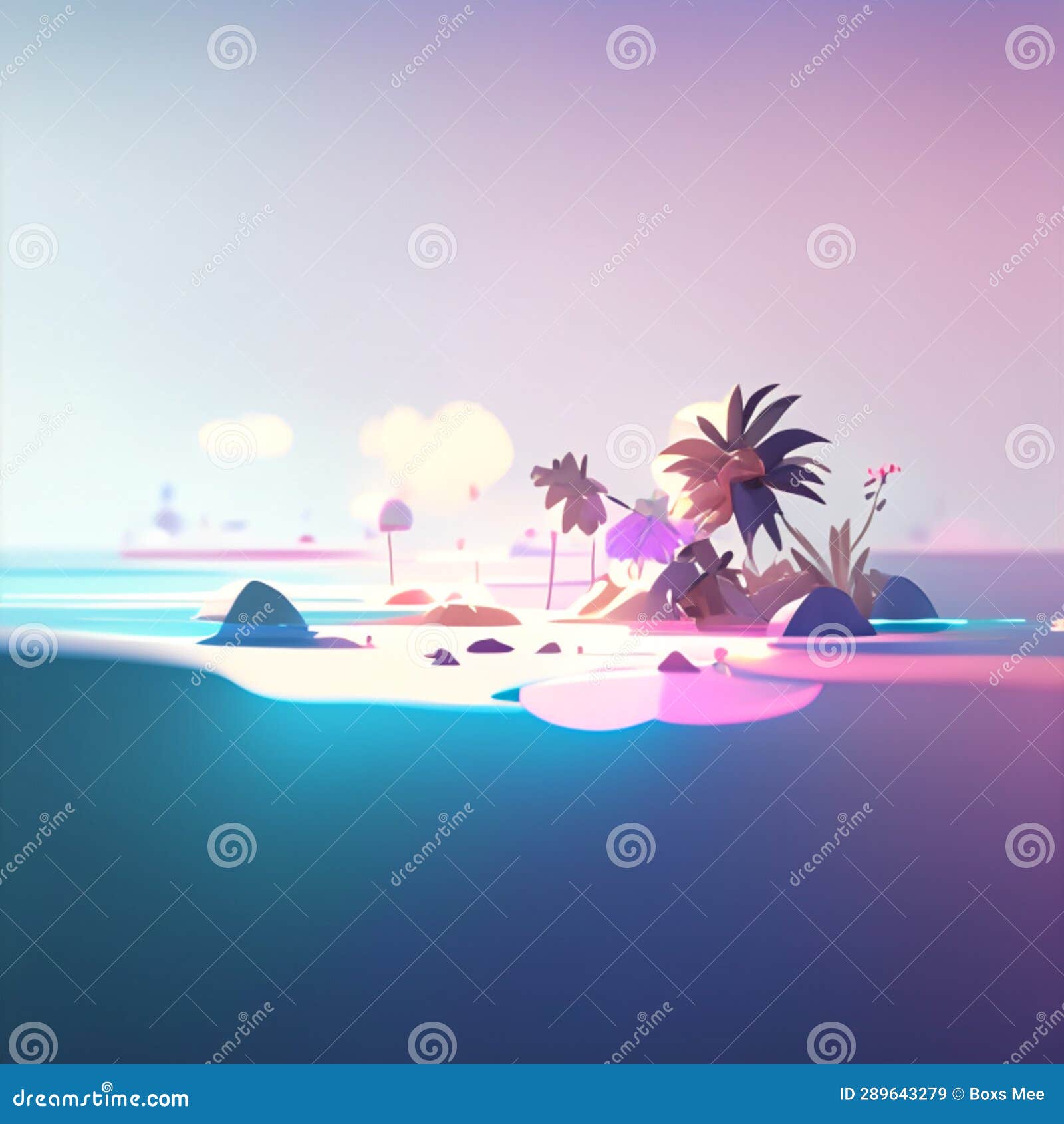 Tropical Beach With Palm Trees At Sunset 3d Render Ai Generated Stock Tropical Beach With Palm Trees At Sunset 3d Render Ai Generated Stock