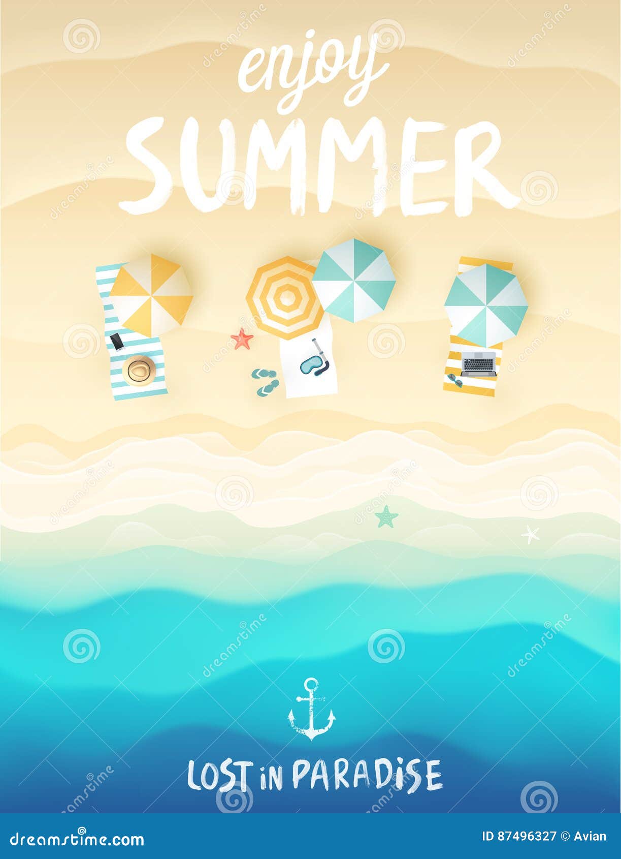 Beach Bar Poster Ad With Aperol Cocktails And Hand Drawn Lettering