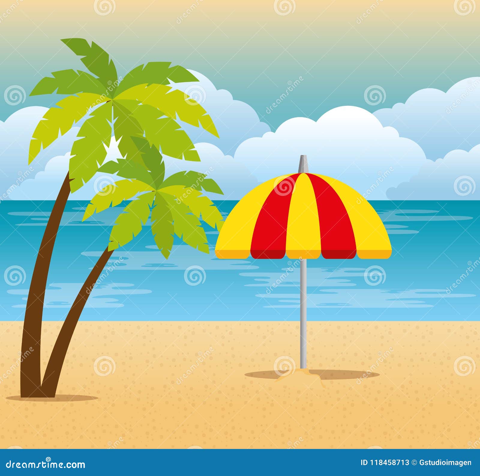 Tropical Beach Summer Scene Stock Vector - Illustration of journey ...