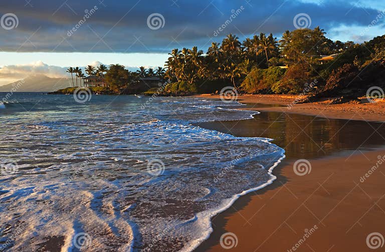 Tropical Beach Sunburst, Maui Stock Photo - Image of evening, opulence ...